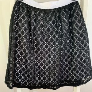 KENSIE Black Lace Over White Short Skirt